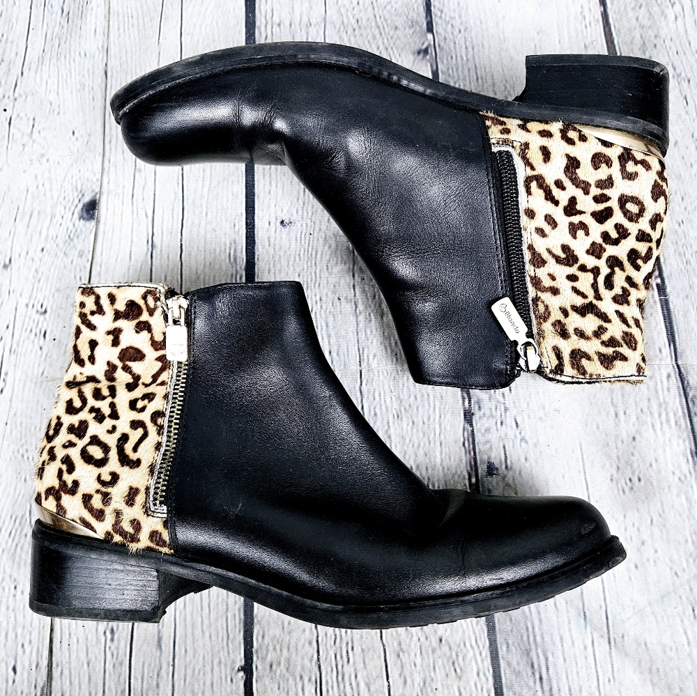 BLONDO | Vaughan cheetah calf hair & leather side zip ankle boots